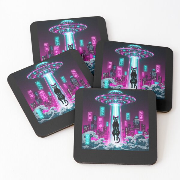 Item preview, Kawaii Retro Alien Cat UFO Abduction  designed and sold by cawtoon.