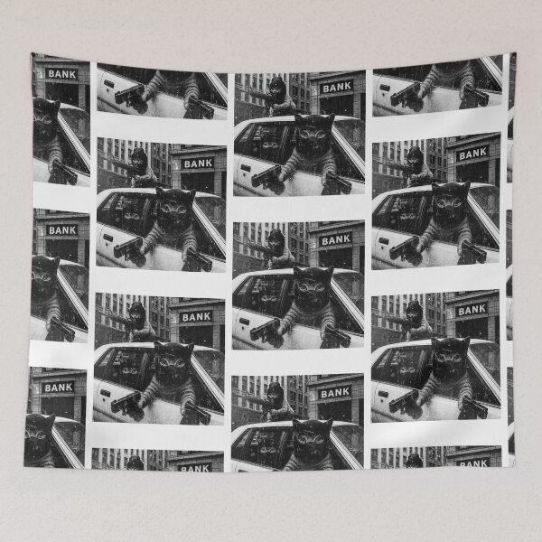 Item preview, Funny Meme Bank Robber Cat designed and sold by RebeccaLittlee.