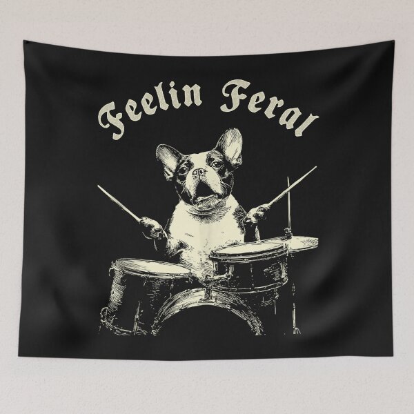 Item preview, Feelin Feral For Vintage Cute Boston Terrier Playing Drums Lover Graphic designed and sold by MOHAMED FRASER.