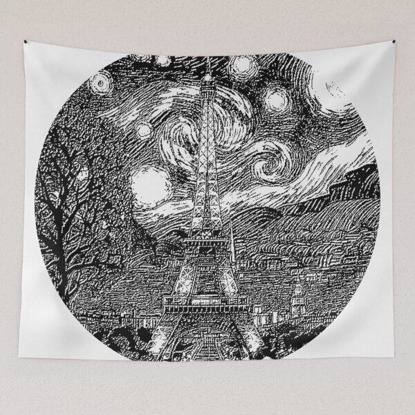 Item preview, eiffel tower engraving starry night abstract designed and sold by SmashingDeals.