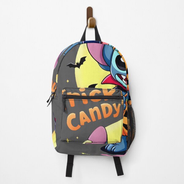 Item preview, Stitch Halloween Art – Trick or Treat Cute Alien with Candy Pumpkin designed and sold by KINGOFSTICKER.