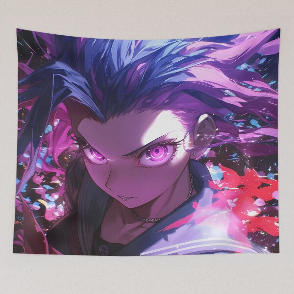 Item preview, Mukuro Ikusaba Neon Battle Danganronpa Anime Girl Fierce Purple Power designed and sold by HumbertoValveno.