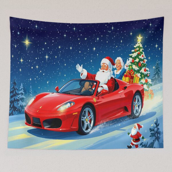 Item preview, Christmas Santa Claus in a Red Sports Car with Mrs. Claus designed and sold by Sharon Schwalbe.