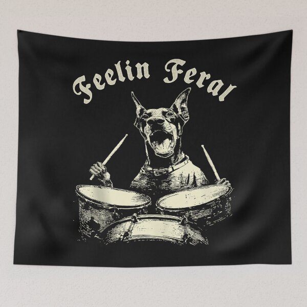 Item preview, Feelin Feral For Vintage Cute Doberman Playing Drums Funny Music Dog designed and sold by MOHAMED FRASER.