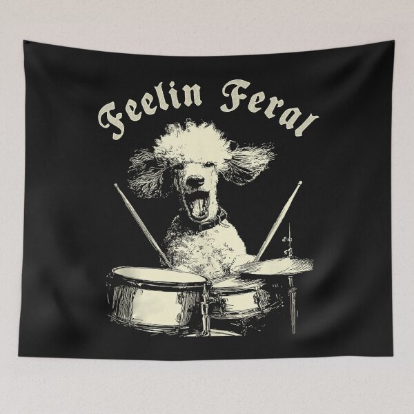 Item preview, Feelin Feral For Vintage Cute Poodle Playing Drums Funny Music Dog Drummer designed and sold by MOHAMED FRASER.