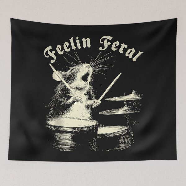 Item preview, Feelin Feral For Vintage Cute Rat Playing Drums Funny Music Animal Drummer designed and sold by MOHAMED FRASER.