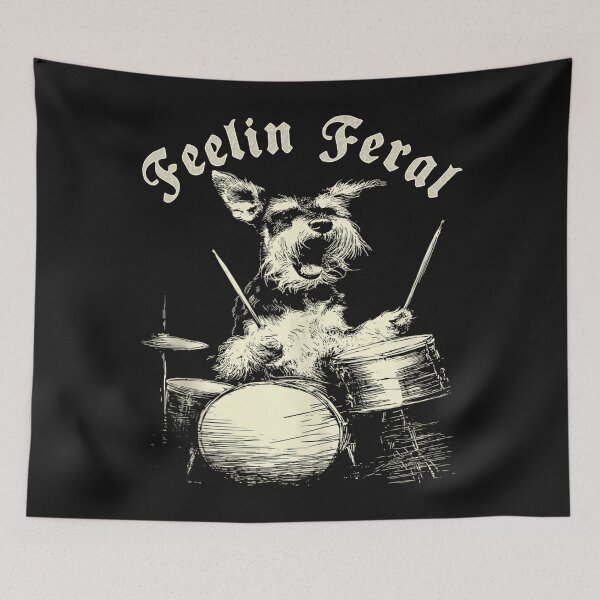 Item preview, Feelin Feral For Vintage Cute Schnauzer Playing Drums Funny Music Dog Drummer designed and sold by MOHAMED FRASER.
