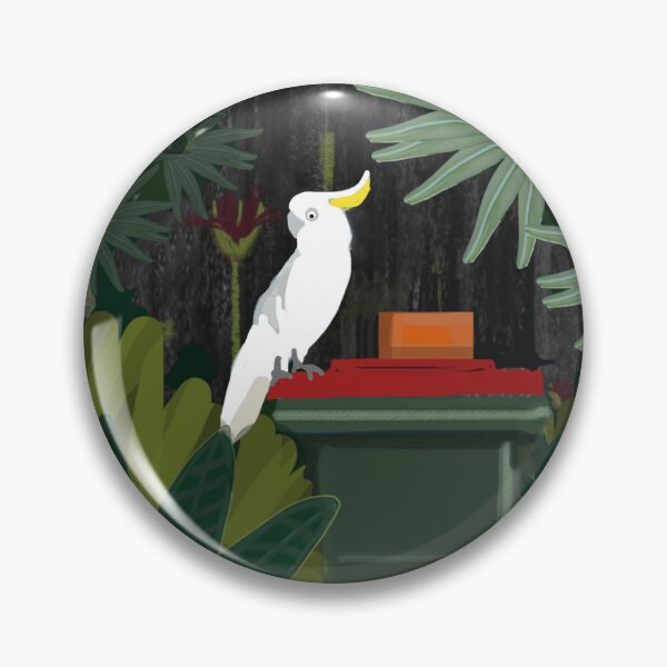 Item preview, White Cockatoo with Red Lid Wheelie Bin 2025 designed and sold by Donnahuntriss.