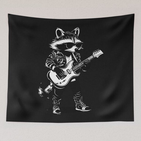 Item preview, Raccoon guitarist with guitar rocker musicians meme designed and sold by MOHAMED FRASER.