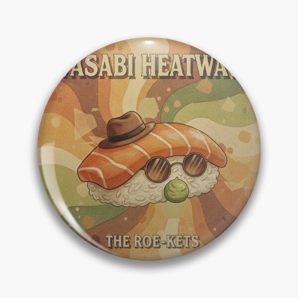 Item preview, The Wasabi Heatwave band era retro sushi nigiri food gift illustration funny designed and sold by Eleven11Studio.
