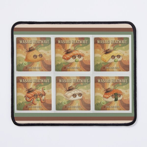 Item preview, The Wasabi Heatwave band era retro sushi nigiri food gift illustration funny designed and sold by Eleven11Studio.