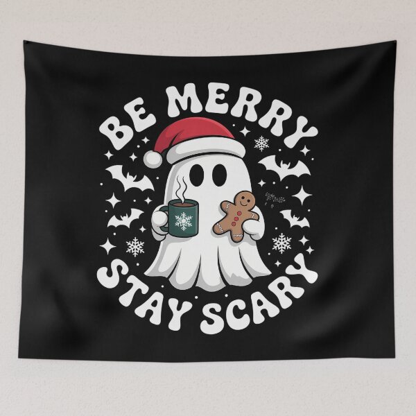 Item preview, Be Merry Stay Scary Funny Santa Ghost Christmas designed and sold by tabdejinti.