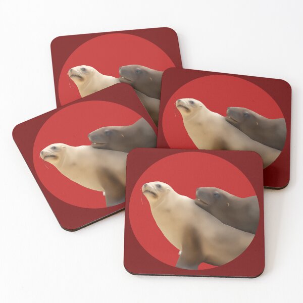 Item preview, Awkward pakake (sea lion) couple on red designed and sold by GivernyKate.