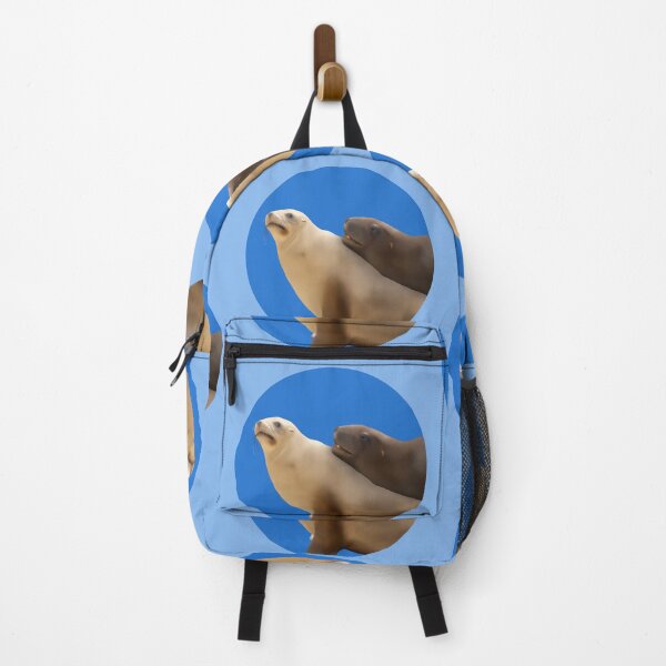 Item preview, Awkward pakake (sea lion) couple on blue designed and sold by GivernyKate.