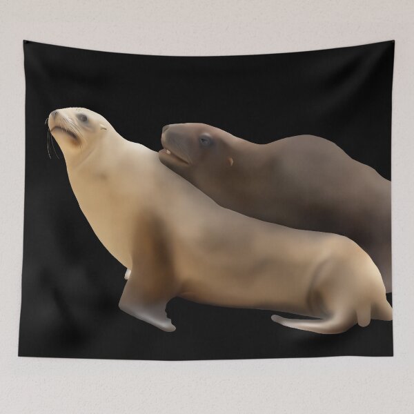 Item preview, Awkward pakake (sea lion) couple designed and sold by GivernyKate.