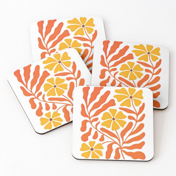 Item preview, Retro Orange and Yellow Floral Abstract Design designed and sold by ArtfulWeave.