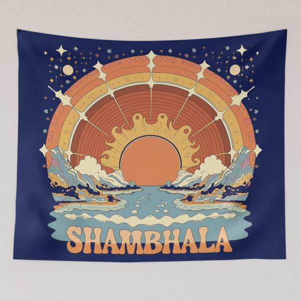 Item preview, Shambhala Retro Cosmic Sunset — Psychedelic Ocean & Mountain Dreamscape designed and sold by Loving Nature Gifts.