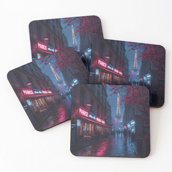 Item preview, Neon Paris at Night — Futuristic City Street Digital Art designed and sold by SunnyIris.
