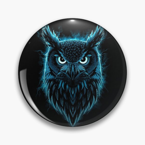 Item preview, Fierce Neon Owl with Glowing Eyes and Electric Blue Aura on Black Background designed and sold by PixelVibe782.