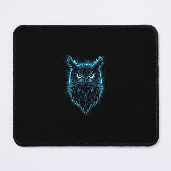 Item preview, Fierce Neon Owl with Glowing Eyes and Electric Blue Aura on Black Background designed and sold by PixelVibe782.