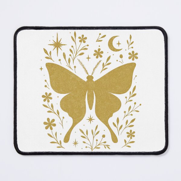 Item preview, Mystical Gold Moth with Celestial Floral Elements designed and sold by ArtfulWeave.