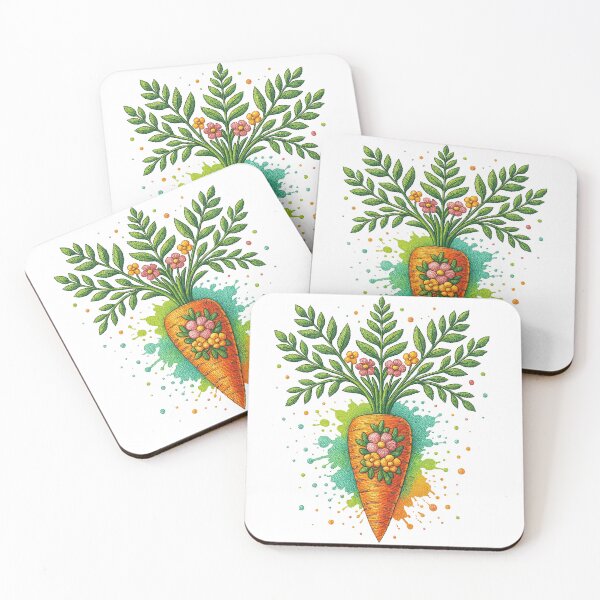 Item preview, Whimsical Floral Carrot with Colorful Splashes designed and sold by ArtfulWeave.