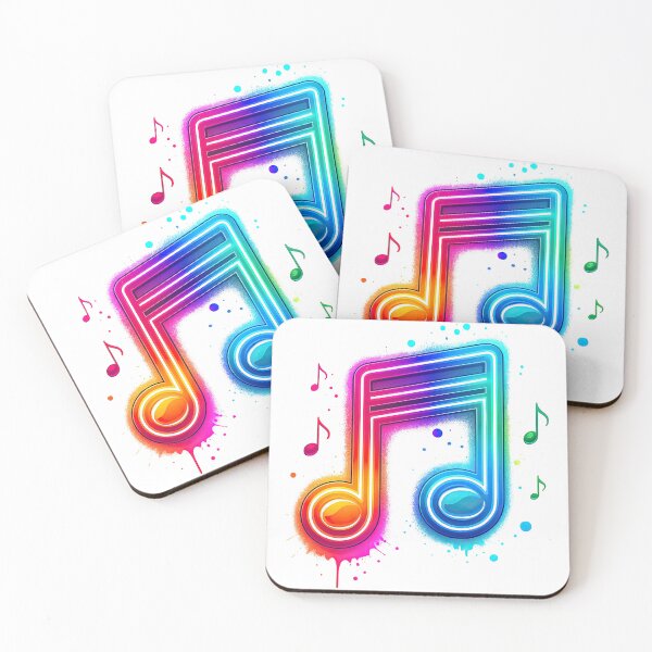 Item preview, Neon Rainbow Music Note with Splatter Effect designed and sold by ArtfulWeave.