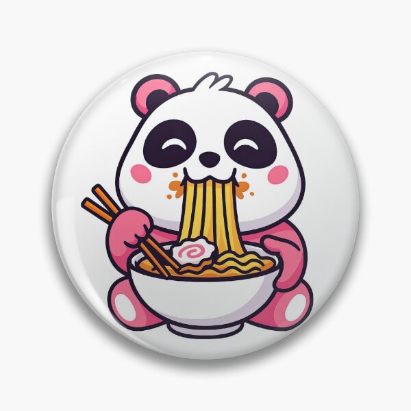 Item preview, Kawaii Panda Eating Ramen with Chopsticks designed and sold by ArtfulWeave.
