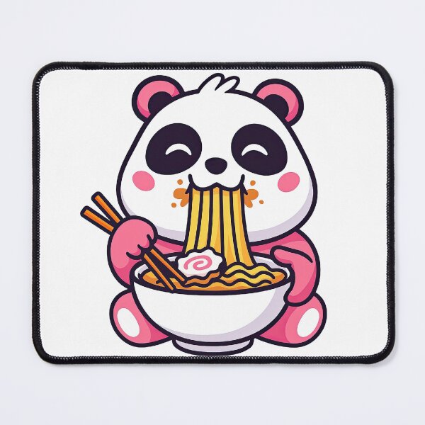 Item preview, Kawaii Panda Eating Ramen with Chopsticks designed and sold by ArtfulWeave.