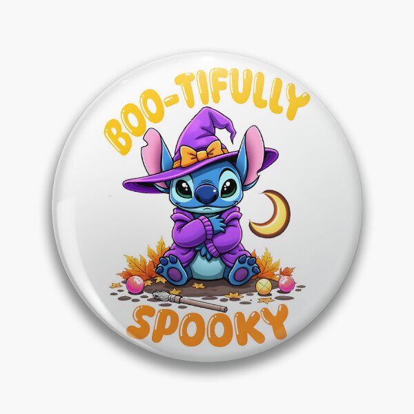Item preview, Lilo & Stitch Boo-tifully Spooky – Cute Halloween Witch Stitch Art designed and sold by KINGOFSTICKER.