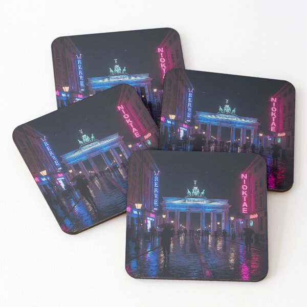 Item preview, Neon Berlin at Night — Cyberpunk Cityscape Digital Art designed and sold by SunnyIris.