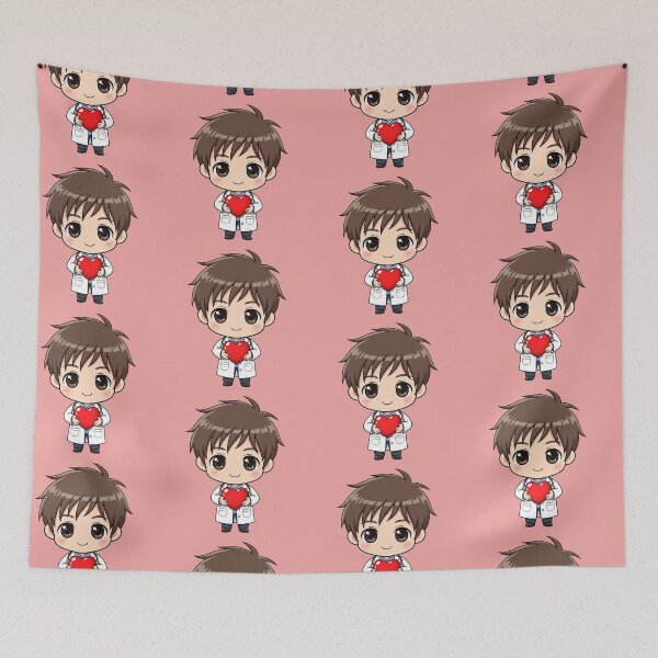 Item preview, The Little Caregiver: Adorable Chibi Doctor Holding a Red Heart designed and sold by bvdesignart.