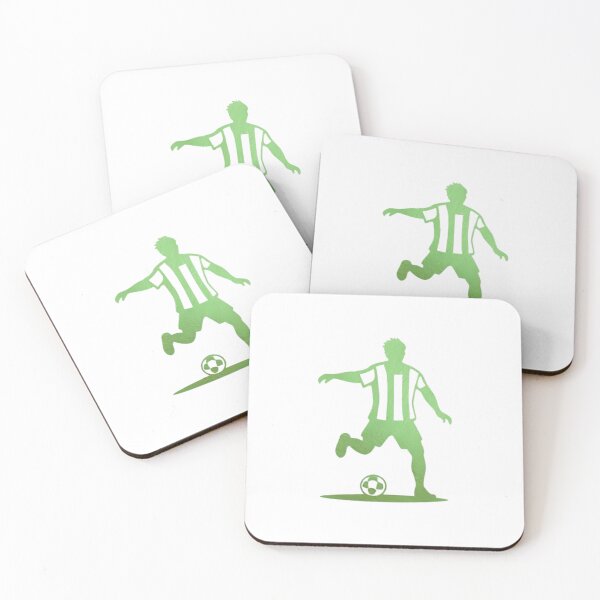 Item preview, Soccer player wearing strips jersey in a playground dribbling with football_Green paint designed and sold by Aariq.
