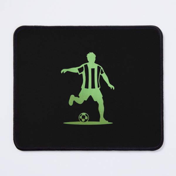 Item preview, Soccer player wearing strips jersey in a playground dribbling with football_Green paint designed and sold by Aariq.