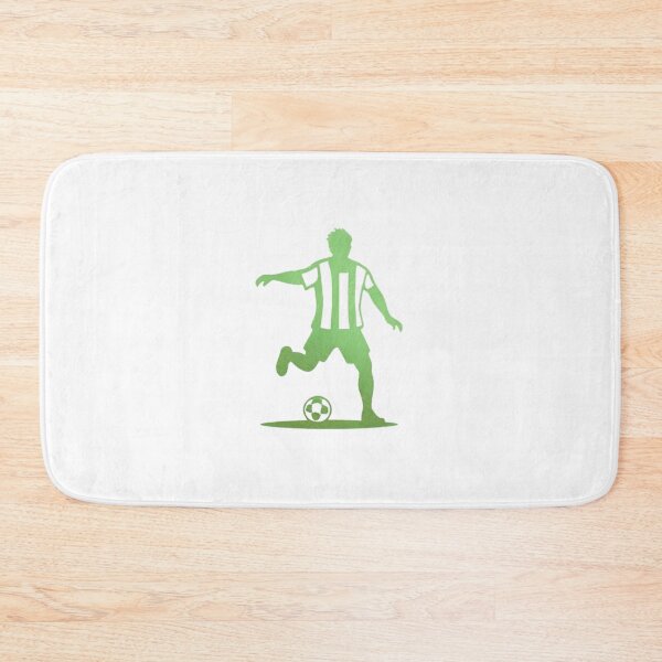 Item preview, Soccer player wearing strips jersey in a playground dribbling with football_Green paint designed and sold by Aariq.