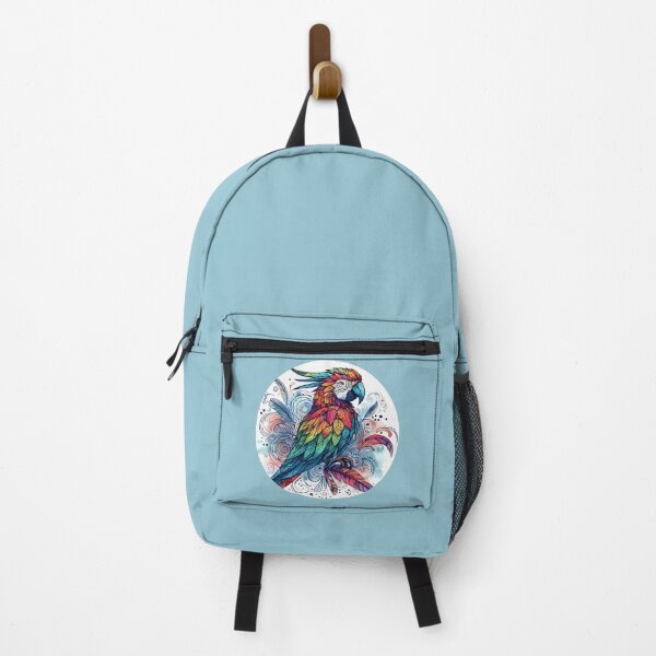 Item preview, Watercolor red parrot in circle surrounded by feathers designed and sold by Astralia.