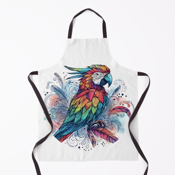 Item preview, Watercolor red parrot in circle surrounded by feathers designed and sold by Astralia.