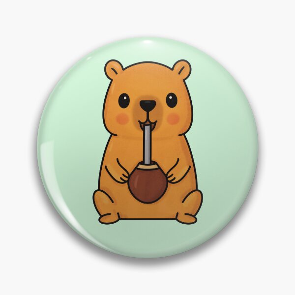 Item preview, Cute Capybara Drinking Mate Kawaii Sticker Design designed and sold by Anabel Gonzalez.