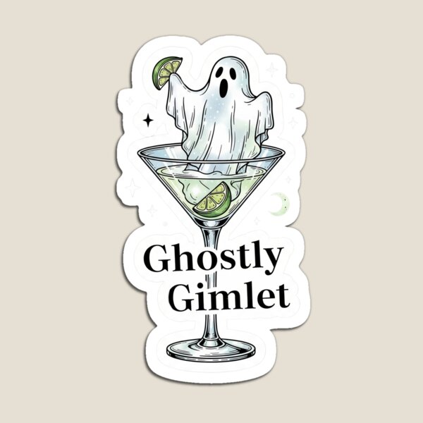Aperçu de l'œuvre Gimlet fantomatique - Art de cocktail vintage effrayant créée et vendue par OneLineBar.