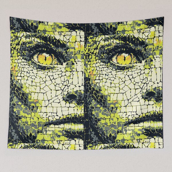 Item preview, Ancient mosaic depicting a close-up of a mysterious reptilian's face. designed and sold by Piotrek0001.