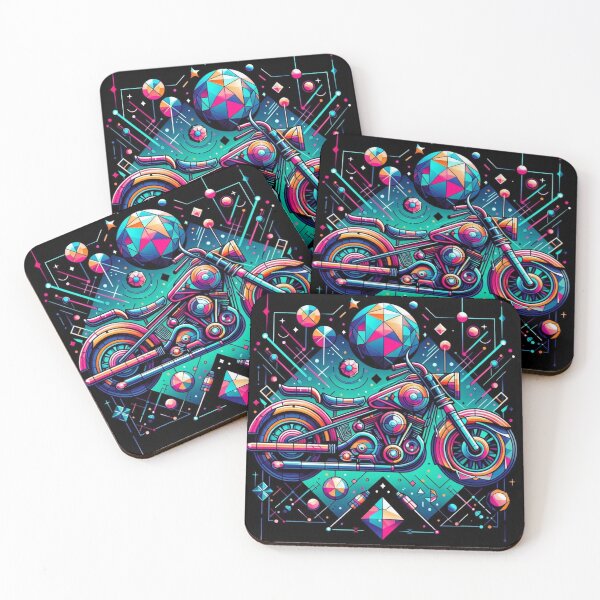 Item preview, Colorful geometric decorative mystic fantastic motorcycle  designed and sold by Dogandesighn.