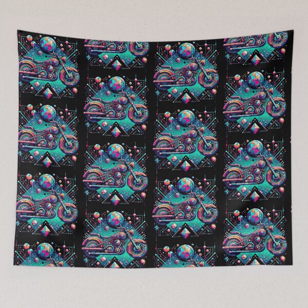 Item preview, Colorful geometric decorative mystic fantastic motorcycle  designed and sold by Dogandesighn.