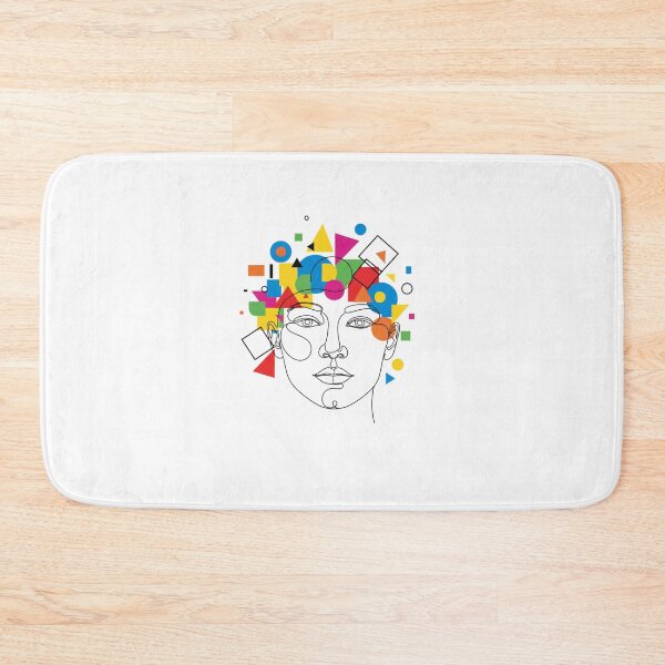 Item preview, Human face line art with colorful geometric shapes designed and sold by StylHive.