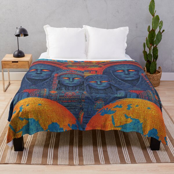 Item preview, Three blue cosmic rulers watching over the Earth from above. designed and sold by Piotrek0001.