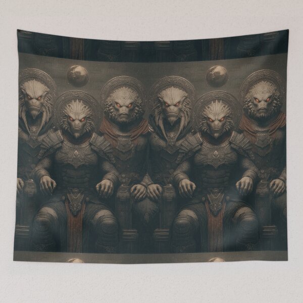 Item preview, Three powerful reptilian warriors with fiery eyes on their thrones. designed and sold by Piotrek0001.
