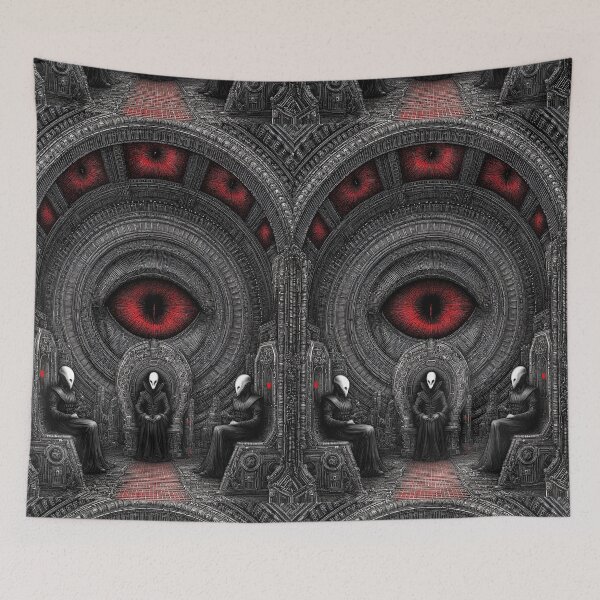 Item preview, A great red eye inside a mechanical alien temple. designed and sold by Piotrek0001.