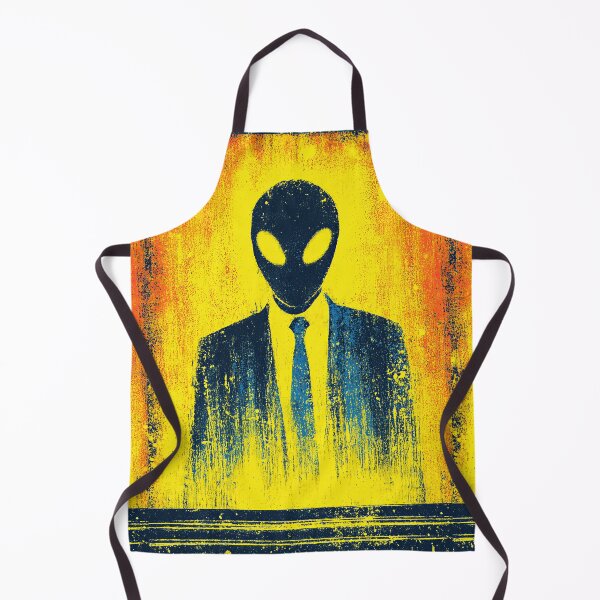 Item preview, A mysterious alien figure in a suit on yellow background. designed and sold by Piotrek0001.