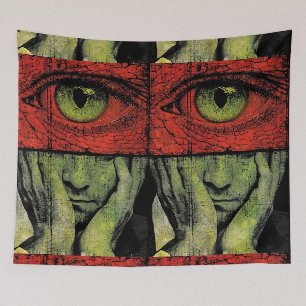 Item preview, A man in distress under a great reptilian eye designed and sold by Piotrek0001.