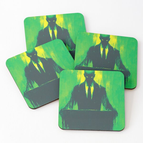 Item preview, A dark silhouette in a suit against a green glow. designed and sold by Piotrek0001.