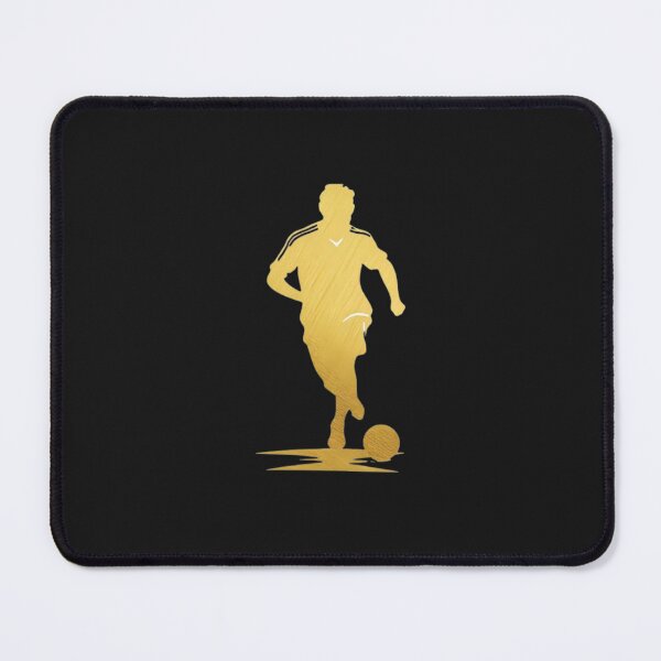 Item preview, Soccer player wearing golden and white strips jersey in a playground dribbling with football designed and sold by Aariq.